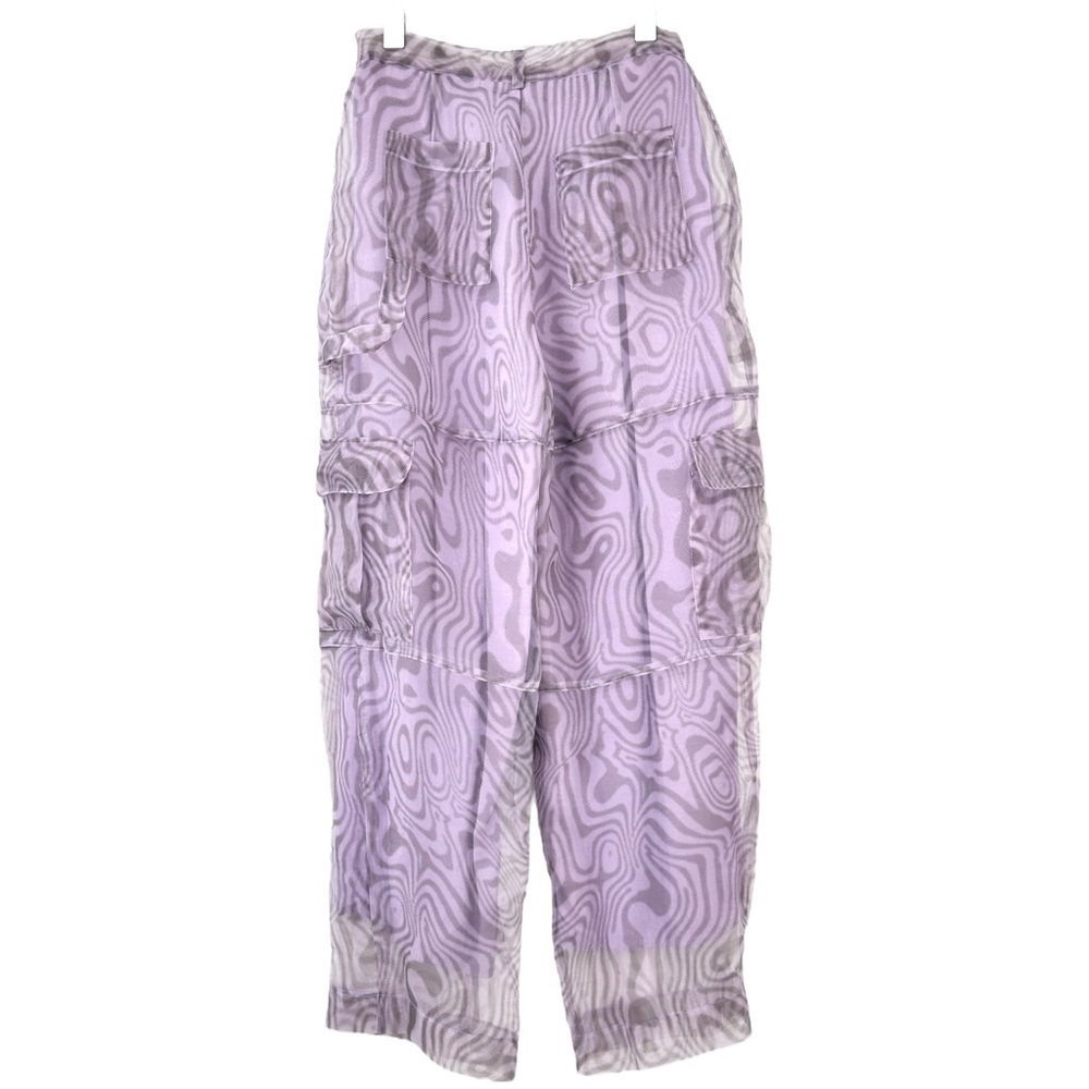 The Ragged Priest Dissolver Purple Mesh Overlay Oversized Wide Leg Cargo Pants - Picture 5 of 13